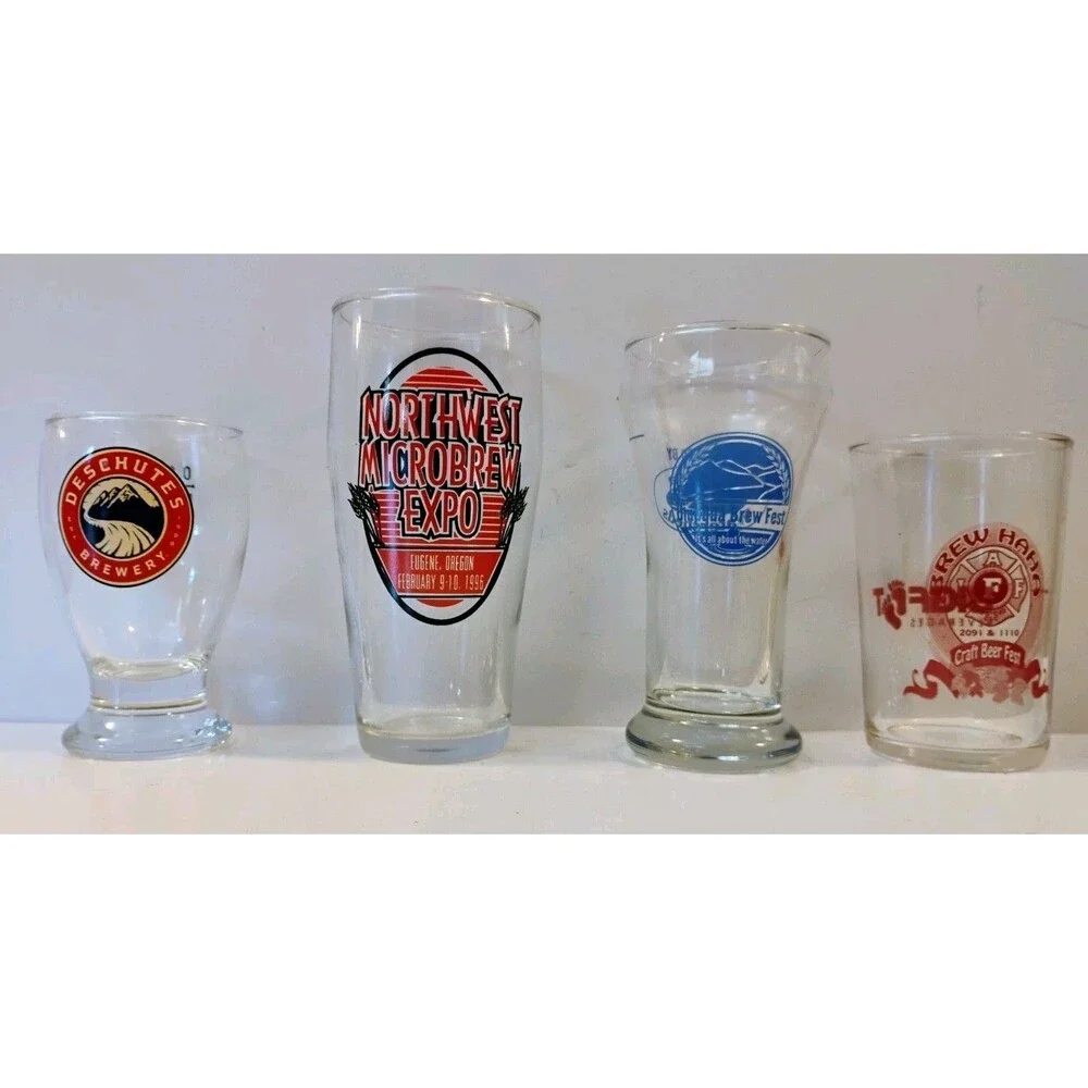 Vtg Pacific Northwest Craft Beer Festival Taster Glasses Lot Set of 4 Deschutes
